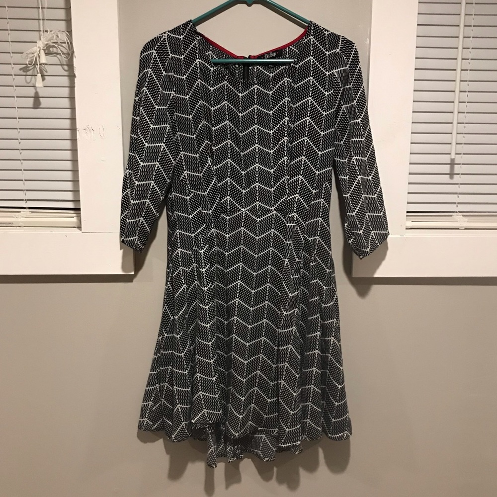 Mini Black and White Chevron Dress